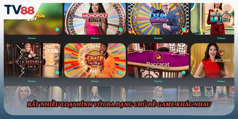 Rất nhiều loại hình với đa dạng chủ đề game khác nhau